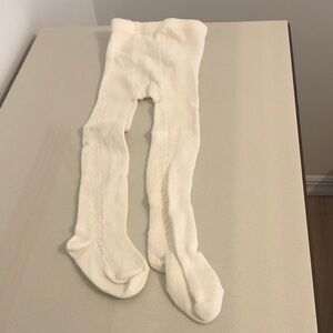 Soft Cream Knit Footed Tights for Kids